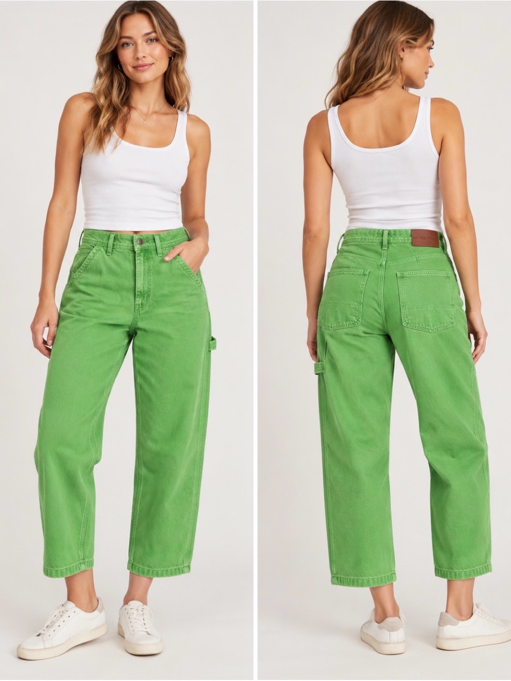 Free People High-Rise Green Boyfriend Jeans for Women